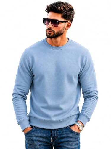 Image of Mack Jonney Men's Solid Winter Sweatshirt|Soft Fleece Fabric Full Sleeve Round Neck Sweatshirt|Stylish Casual Wear for Men-mj-281