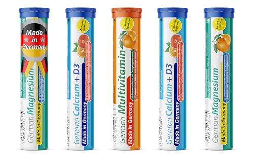 T&D German Elektrolyt Mix - 100 Fizzy Effervescent Tabelts - Orangeflavour- Magnesium, Calcium - Sugarfree - Made in Germany