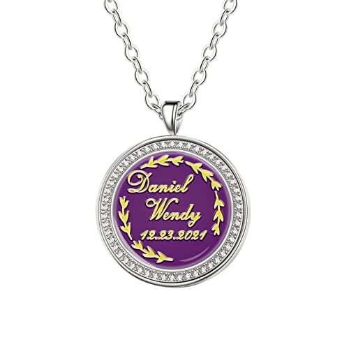 Bauma Auto Custom Seal Necklace For Women Engraved Round Circle Disk Necklace Vintage Pendant Necklace For Her Friends Christmas (Style 3) #TOP23