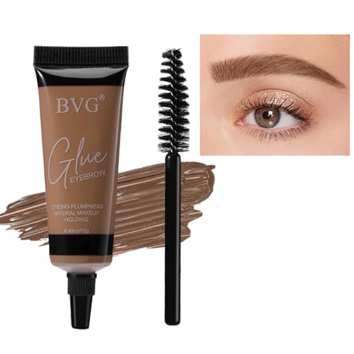 LightBrown - Pomada para cejas resistente al agua, con pincel, larga duración, para cejas densas y de aspecto natural