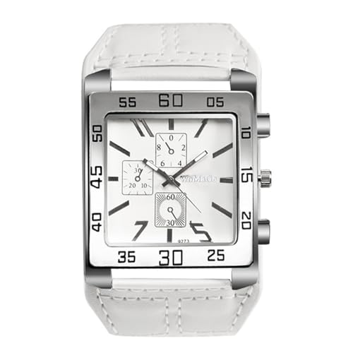 Avaner Men's Square Watch, Oversize Steampunk Watch, Leather Strap Big Face Watch