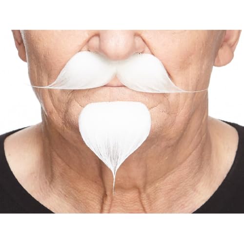 Mustaches Auto-Adhésives, Novelty Colonel Seters Fausse Hetlebar avec a Goatee, Blanche Couleur