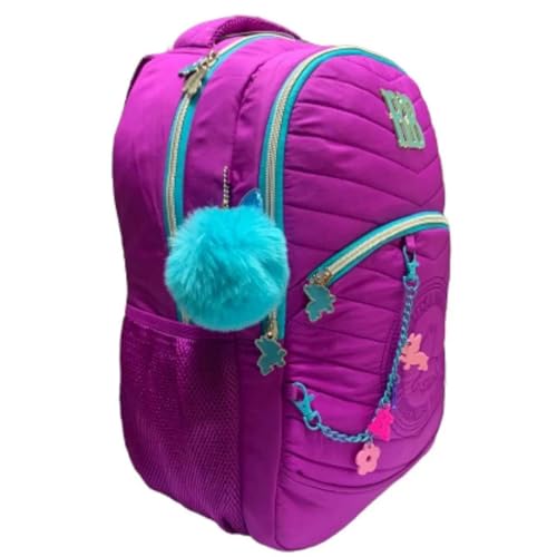 Mochila de Costas Oficial Rebecca Bonbon Ponpon e Corrente Personalizada RB24026 (Roxo)