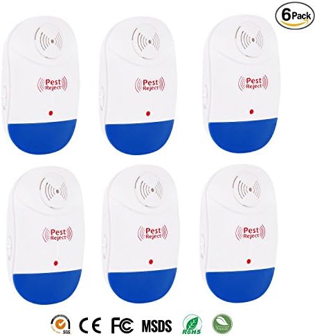 Ultrasonic Pest Repeller 6 Packs - Home Pest Control Repellent - Electronic Insects & Rodents Repellent for Mosquito, Mouse, Cockroaches ,Rats,Bug, Spider, Ant, Flies