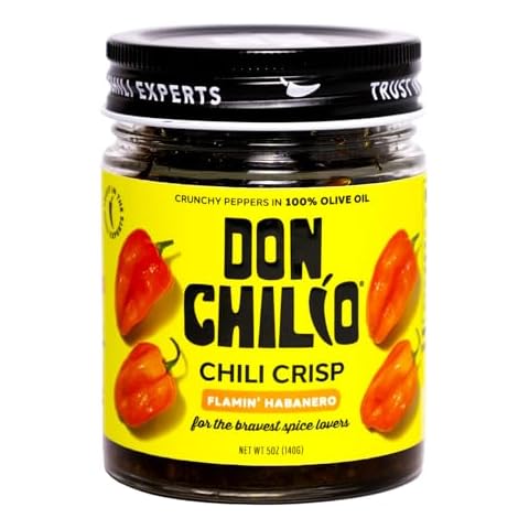 Don Chilio Hot Habanero Mexican Chile Crisp, 5 oz. – Crunchy Sliced Habanero Fried Chili Peppers in Hot Seasoned 100% Olive Oil – Keto-Friendly, Vegan, Gluten Free Cover