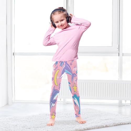 Toddler Girls Leggings Printed Yoga Pants Leggings Pink Palm Jump Dolphin for Kids4