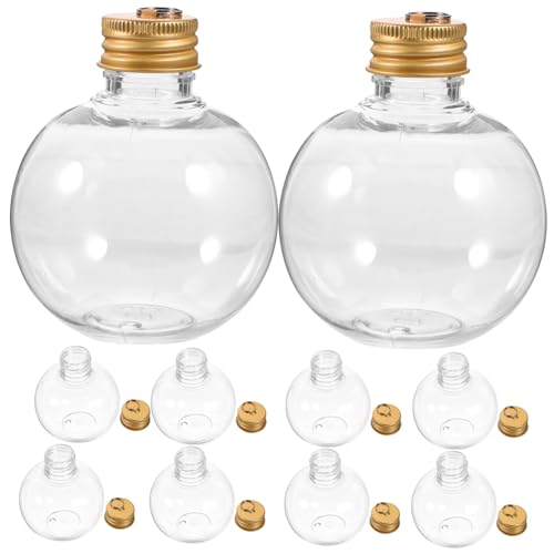 Alipis 10 Piezas Botellas Plásticas Vacías Forma de Bombilla con Tapa Dorada para Yogur y Leche Contenedores Transparentes para Fiestas y Decoración Navideña