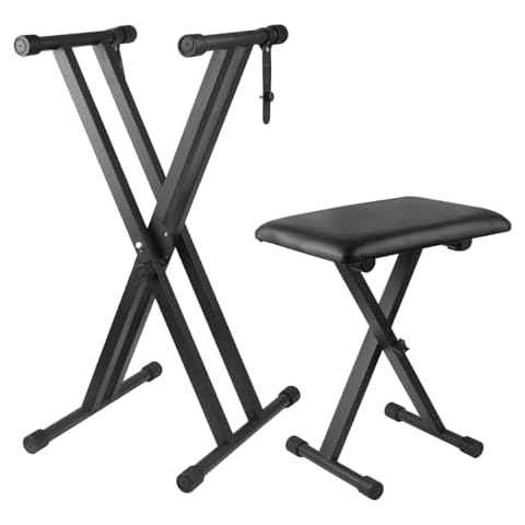 Bazayona Double X Adjustable Keyboard Stand and Bench Set Cover