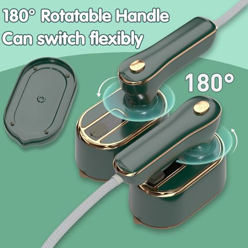 Image of Travel Steamer Iron for Clothes Mini - Portable Ironing Machine Travel Small Size Portable Steamer Travel College Dorm Home Essentials (Green)