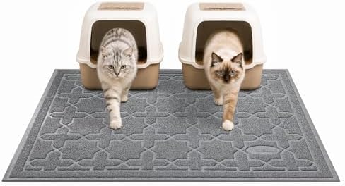 Yimobra Fangmatte für Katzentoilette, leicht zu reinigen, rutschfest, wasserabweisend, weiche Haustierstreu-Bodenmatten, kein Phthalat, 90 x 120 cm, Dunkelgrau