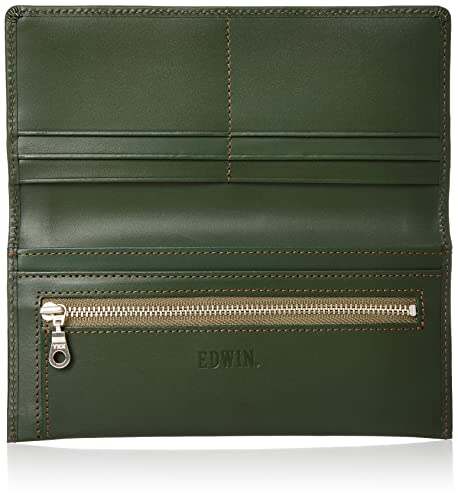 Edwin 0510616 Italy Bonded Leather Long Wallet, Coin Purse, Card Storage, Green - Image 4