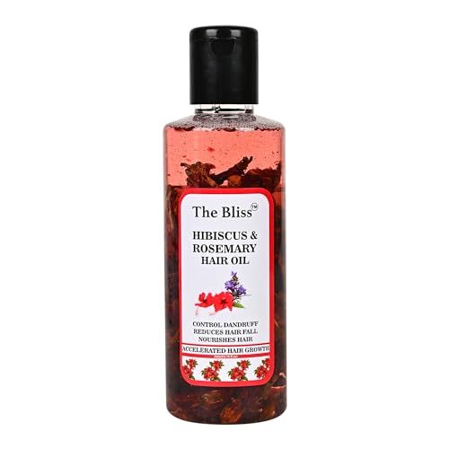 Image of The Bliss Hibiscus & Rosemary Hair Oil Enriched With Organic ingredients - Promotes Hair Growth, Reduces Hair Fall & anti dandruff for men & women 200ml