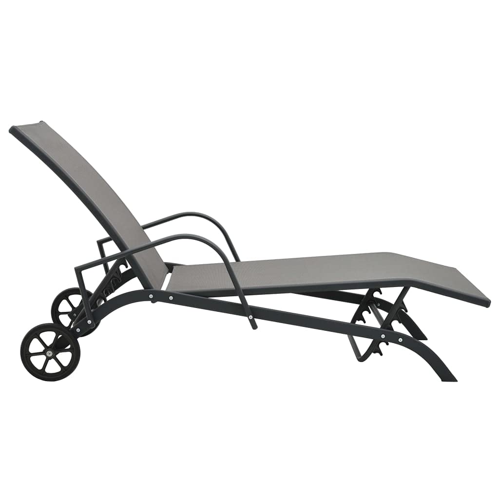 Lettino prendisole con ruote per un facile spostamento in acciaio con rivestimento in textilene e schienale regolabile per giardino