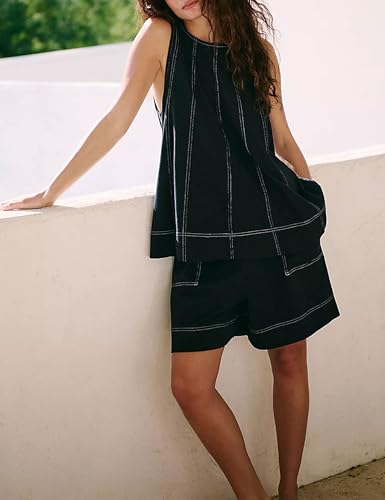 Zontroldy Women's Summer Sleeveless Tank Top Matching Shorts Tracksuits 2 Piece Beach Vacation Outfits3