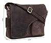 J. Wilson London Designer Genuine Real Vintage Hunter Leather Handmade Mens Leather Flapover Everyday Cross Body Shoulder Work iPad Messenger Bag (Distressed Dark Brown) #1