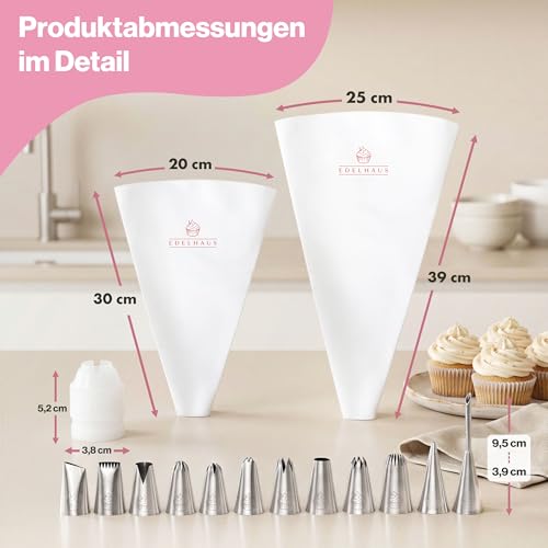 EDELHAUS Spritzbeutel mit Tüllen – wiederverwendbar für Torten und Cupcakes – Ansicht 2