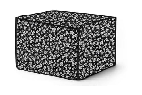 Image of PVC Microwave Oven Cover for IFB 30L 30BRC2 | Full Closure Zip | Waterproof & Dustproof | Attractive Digital Print | Wipe Clean | Stain Resistant | 48 x 53 x 34 cm | Black Flower Design
