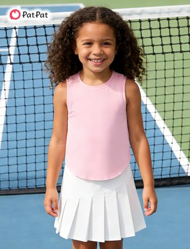Image of PATPAT Girls Tennis Skirt Sets Moisture Wicking Tank Tops and Pleated Skirts 2 Piece Outfits Activewear Sets 5-12 Years