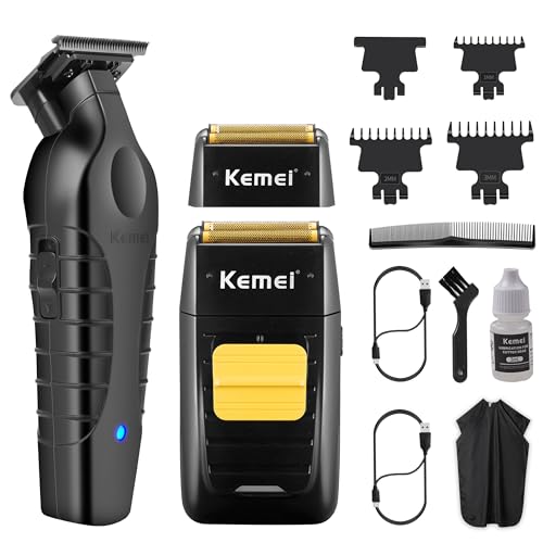Kemei Rasoir électrique pour homme - Tondeuse à cheveux professionnelle sans espace - Rasoir tête chauve sans fil - 1102+2299