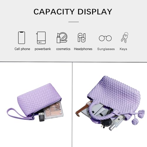 Image of Woven Tote Bag for Women with Coin Purse, Foldable Chain Small Crossbody Handbags, Fashion Shoulder Bag, Hobo Satchel