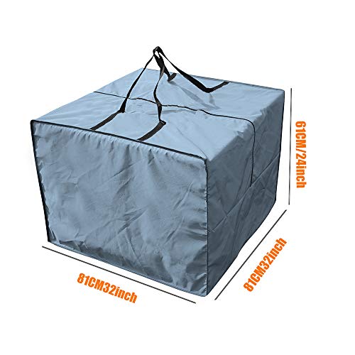 Yolaka Outdoor Patio Furniture Seat Cushions Storage Bag With Zipper And Handles 32X32X24 Inches Waterproof Gray #TOP1