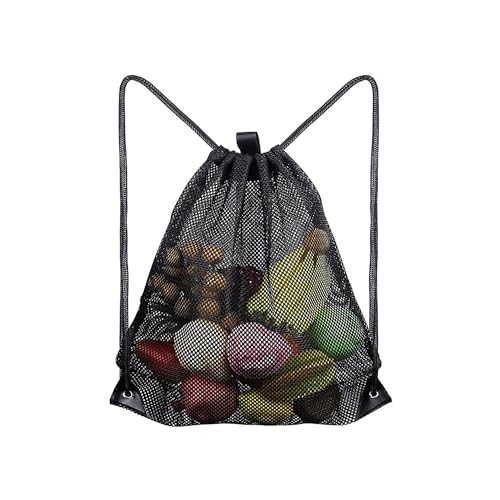 Ziranee Saco de malha com cordão, mochila de praia de malha bolsa de natação brinquedos de praia saco de ginásio de rede para piscina de praia basquetebol futebol