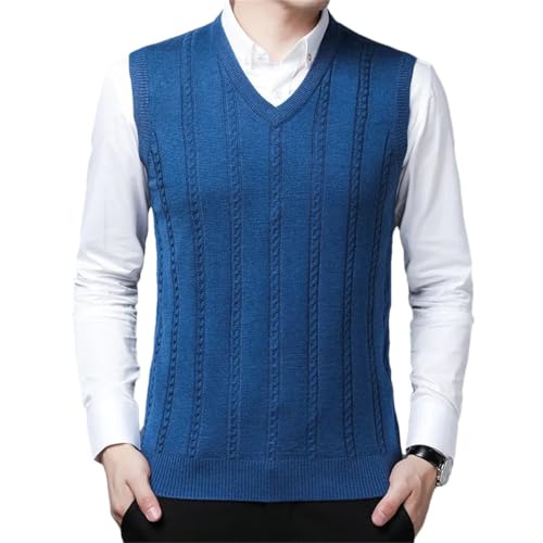 Dcvmvmn Men's Fall And Winter Vest Fashion Jacquard Middle-Aged Men's Warm Sleeveless Sweater