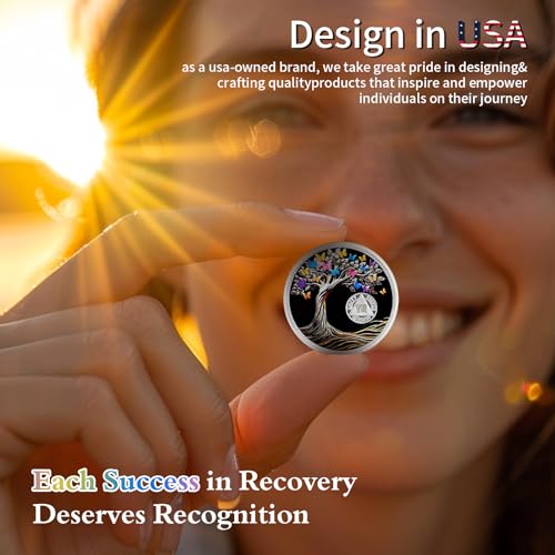 delicate 7 year sobriety coin - recovery butterfly tree of life aa coins - seven year na ha aa chips and medallions - 1-62 years living clean narcotics alcoholics anonymous gifts for men women