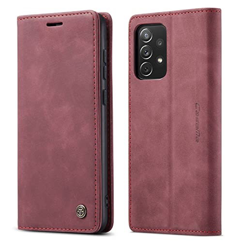 Kowauri for Samsung Galaxy A23 Case,Classic Design Leather Wallet Flip Case with Card Slot Kickstand Shockproof Protective Cover for Samsung Galaxy A23 2022 (Wine red)