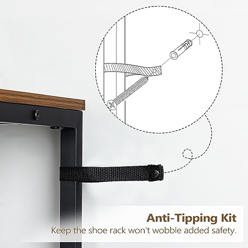 MAHANCRIS 10 Tier Shoe Rack Organizer for Closet, Holds 36-40 Pairs, Tall Metal Shoe Storage Shelf for Entryway Bedroom, Sturdy Freestanding Shoe Rack Space Saving, Large Capacity, Rustic Brown by MAHANCRIS - Image 8