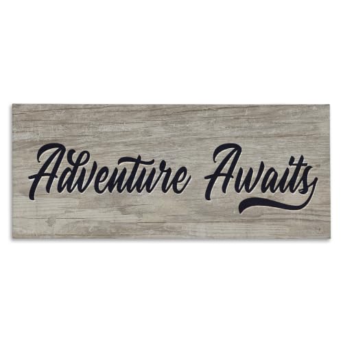 Stupell Industries Adventure Awaits Rustic Vintage Typography Grain Pattern, Design by Yass Naffas Designs, 40 x 17, Gallery Wrapped Canvas