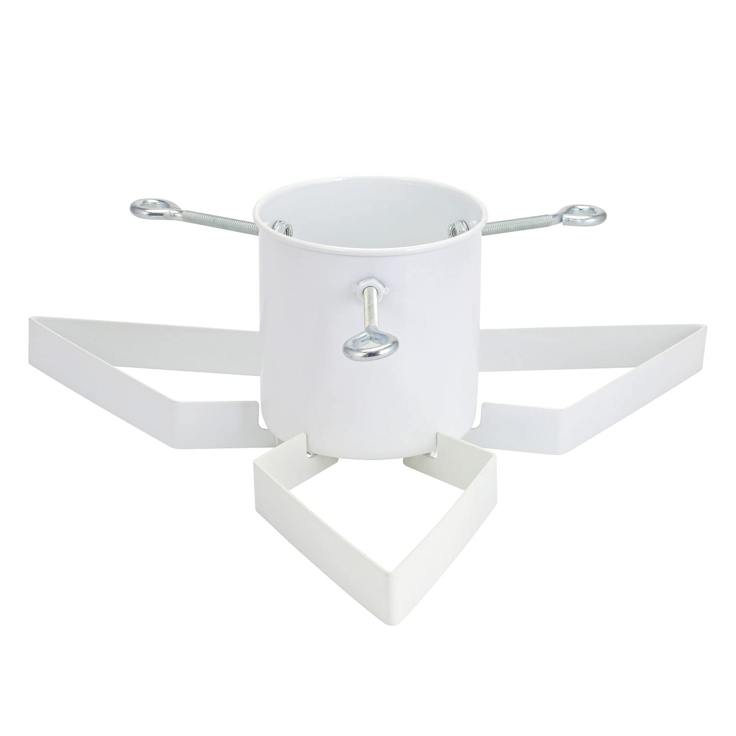 Taylor & Brown Christmas Xmas Metal Adjustable Tree Stand Holder Tree Tidy Decoration, Supports Trees Up To 8FT In Height - 1.4L Water Tank Capacity - 3-11cm Diameter (White)