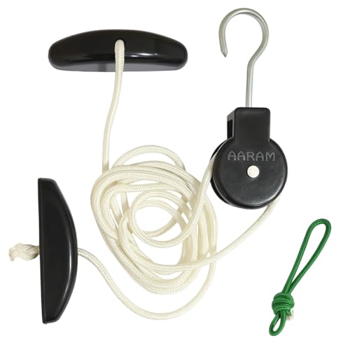 Image of AARAM Pulley with Rope and Door Strap, Easy to Use Exercise Equipment for Frozen Shoulder and Hand /Arm Exercise Material Nylon Plastic, Smooth Action Pulley (Black & White)