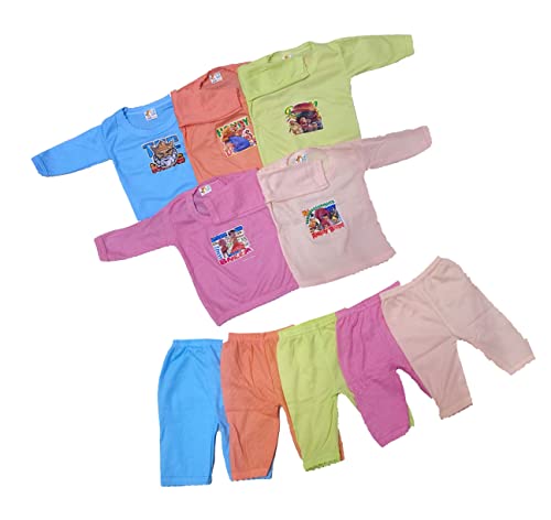 Image of New Born Baby Comfortable Clothes Pack of 5 (Full-Sleeve Round Neck) for Baby Boy /Baby Girl (0-6 Months) Clothing Set (No. 8) || All Originals