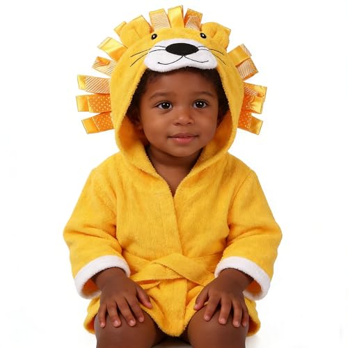 Image of Baby Boy Bathrobe Hooded Towels Unisex Infant Bath robe Towel For Toddle Terry Ultra Absorbent Durable Blankets
