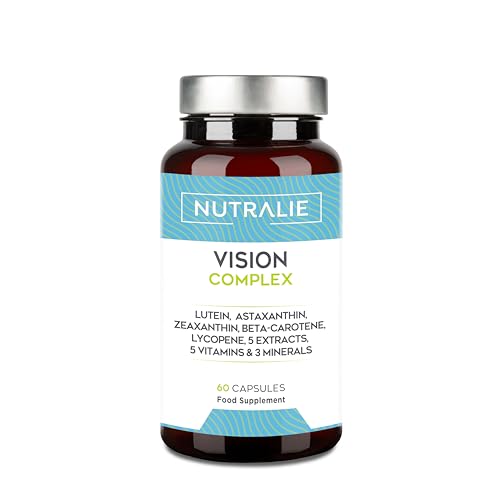 Vision Complex Luteína + Zeaxantina + Astaxantina - Vitaminas C E y A - Para Ojos - Complejo 18 Ingredientes con Zinc Selenio Cobre Licopeno + Tiamina Riboflavina - 60 Cápsulas Nutralie