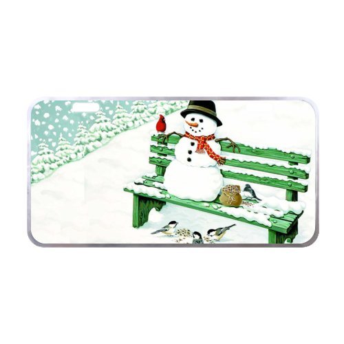 Closeup Snowman Face w Carrot Nose License Plate with made from Aluminum-11.8" X