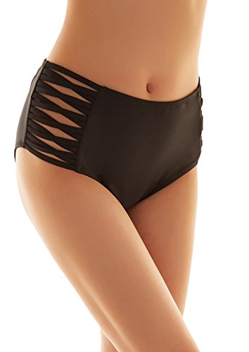 SHEKINI Mujer Negro Braguita Pantalones de Cintura Alta Bikini Braga Ropa Interior...