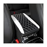 Moly Magnolia Car Center Console Cushion Pad, Universal Leather Waterproof Armrest Seat Box Cover Protector,Comfortable Car Decor Accessories Fit for Most Cars, Vehicles, SUVs (White)