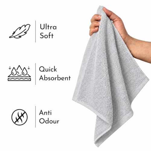 Image of HEELIUM Bamboo Face Towel | Ultra Absorbent & Odour-Free | 3X Softer Than Cotton Towels | 30 x 30 cm - 600 GSM