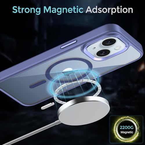 Image of DIZORO Compatible iPhone 15 Case,Compatible with MagSafe, Non Yellow Military-Grade Drop Protection & Hard PC Back Cover Slim Transparent Anti-Scratch Shockproof Phone Case (Official Blue)