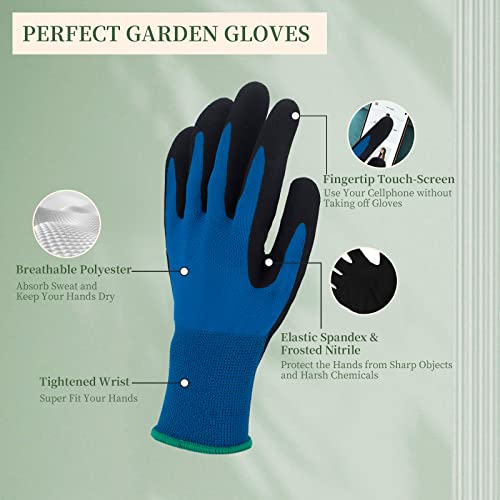 Graloky Gardening Gloves For Women Men, Protective Polyester And Nitrile Thornproof Work Gloves, Breathable Durable Touch-Screen Garden Gloves For Weeding Digging Raking Pruning Landscaping (Medium) #TOP1