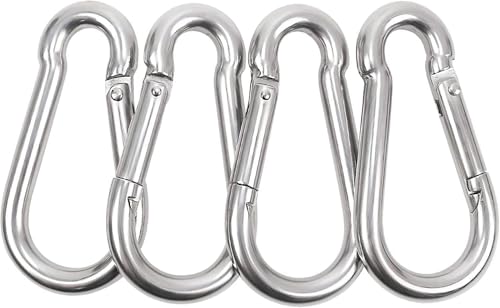 FSENTERPRISES (Pack of 4) S Lock for LAT Pull Down Attachment Cable Machine Accessories for Gym with Multi Option: V-Handle, Tricep Rope, D-Handle, V-Shaped Bar, Snap Iron Hook Carabiner (Silver)
