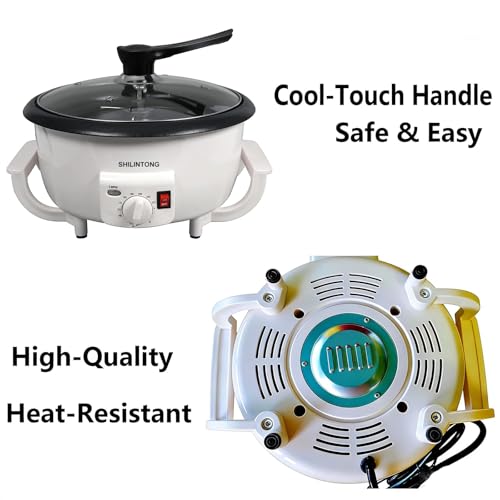 Elektrischer Kaffeeröster, Kaffeebohnen-Nuss-Erdnuss-Cashew-Kastanien-Röstmaschine für den Haushalt, einstellbare Temperatur, 750 g Kapazität (ohne Timerfunktion)