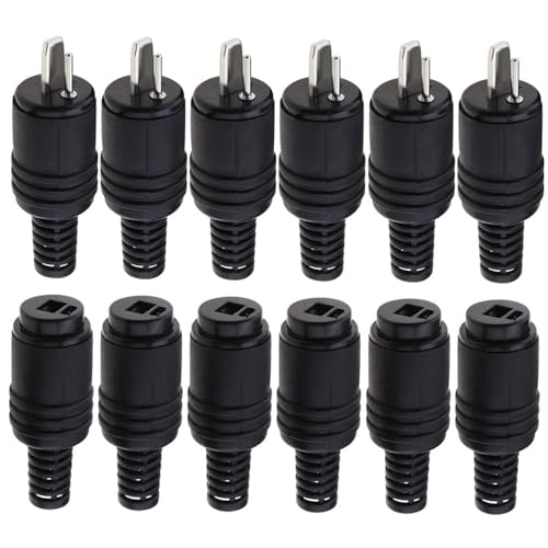 VISSQH 12 (6 pares) Conector de Altavoz DIN Macho Hembra,Conector de cable de altavoz 2 Pines con terminales de tornillo,DIN Clavija Altavoz sin soldadura (negro)