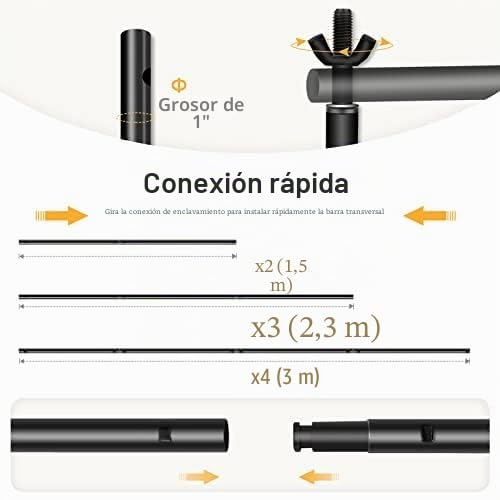 EMART Soporte de Fondo para Fotografía 2,6m X 3m, Kit de Sistema de Telón de Fotográfico Ajustable con 2 Abrazaderas de Resorte para Foto Estudio de Video Fiesta Boda