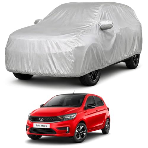 Image of Autofact Car Body Cover Compatible with Tiago 2026 | Custom Fit Car Cover | 100% Water-Resistant| Triple-Stitched Lightweight Fabric | Dustproof | Indoor & Outdoor Use | Elastic Bottom