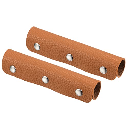 PATIKIL Luggage Handle Wrap, 2 Pack PU Handbag Grip Cover Protector Identifier with Clasp for Suitcase Grocery Shopping Bag Orange