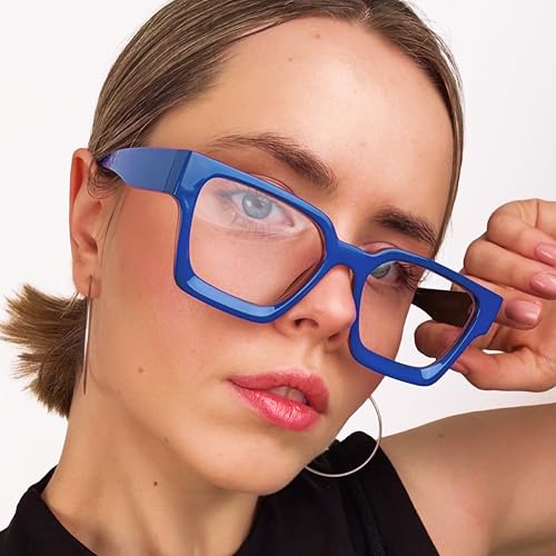 Image of livho Oversized Eyewear Frame for Woman and Men - Rectangle Fashion Glasses for Computer, Chic Preppy Frame