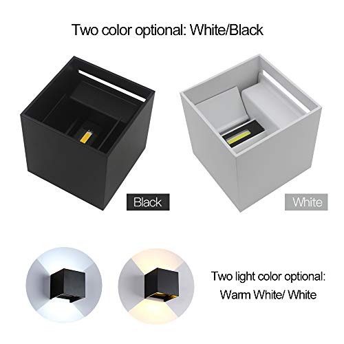 Andoer AC85-265V 12W Lâmpada de parede LED branca quente de alumínio IP65 Resistente à água Ângulo d